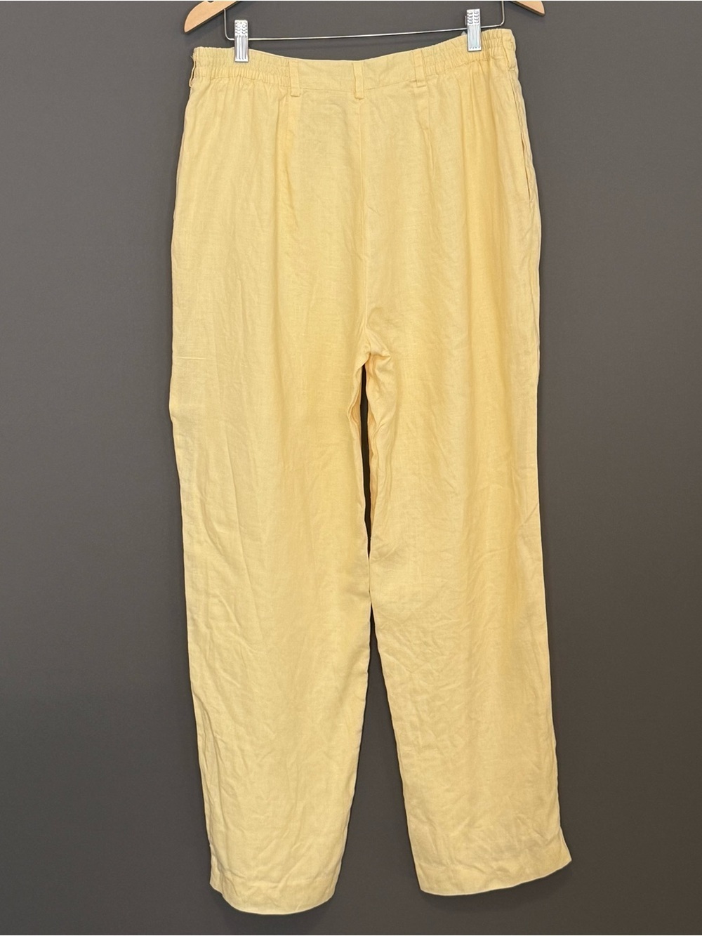 vtg 90s JSong Collection Butter Yellow Linen Tapered Ankle Pants 14 Minimalist - Picture 2 of 11